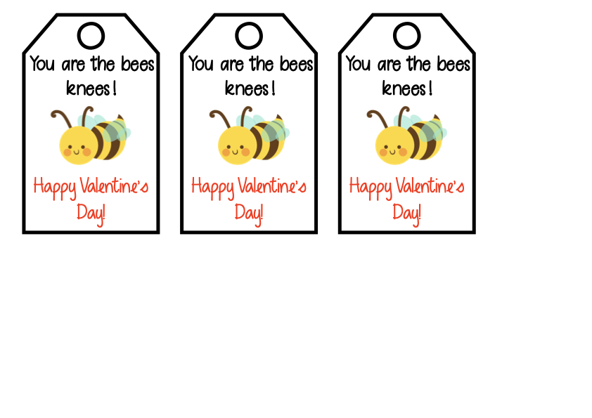 You are the bees knees kids valentine gift label