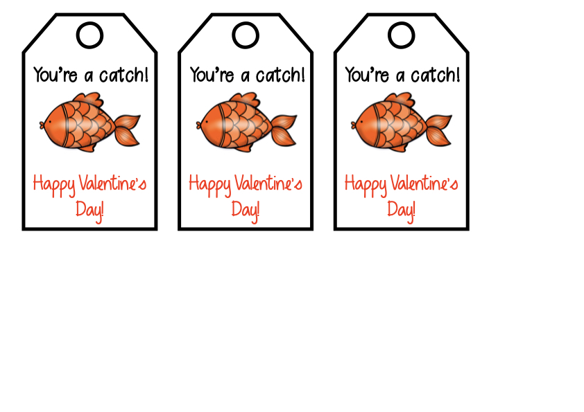 you're a catch kids valentine gift label