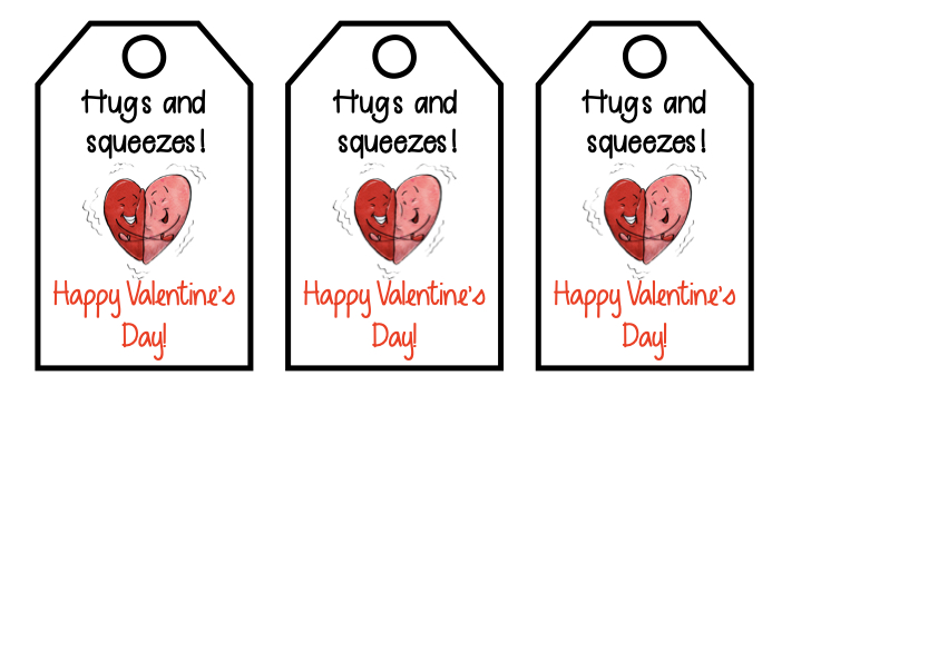 hugs and squeezes kids valentine gift label
