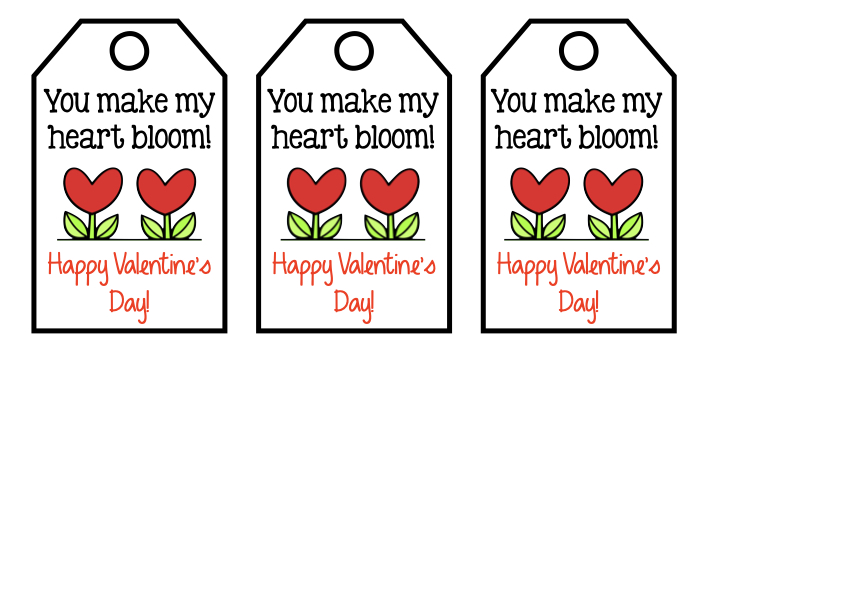 You make my heart bloom kids valentine gift label