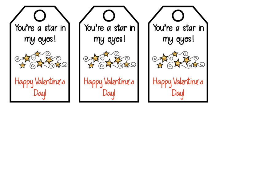 you're a star in my eyes valentines gift tag for kids