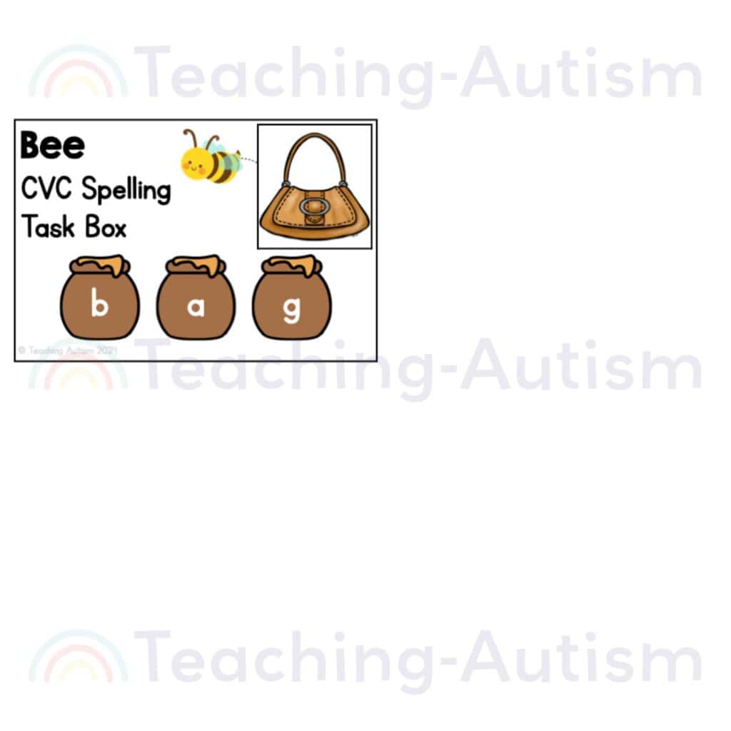 Bee CVC Words Spelling Task Box - Teaching Autism