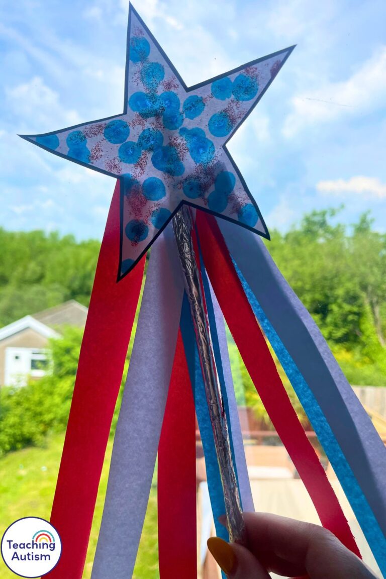 Patriotic Wand Memorial Day Craft for Kids - Teaching Autism