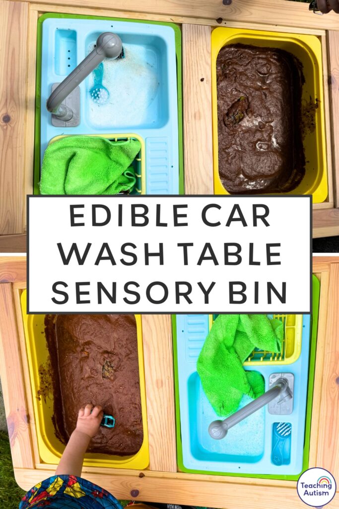 Edible Car Wash Sensory Bin Table