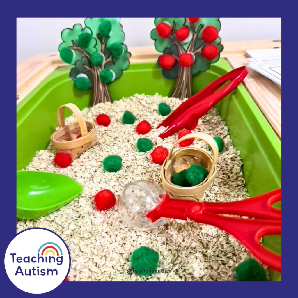 Apple Ten Frames Sensory Bin