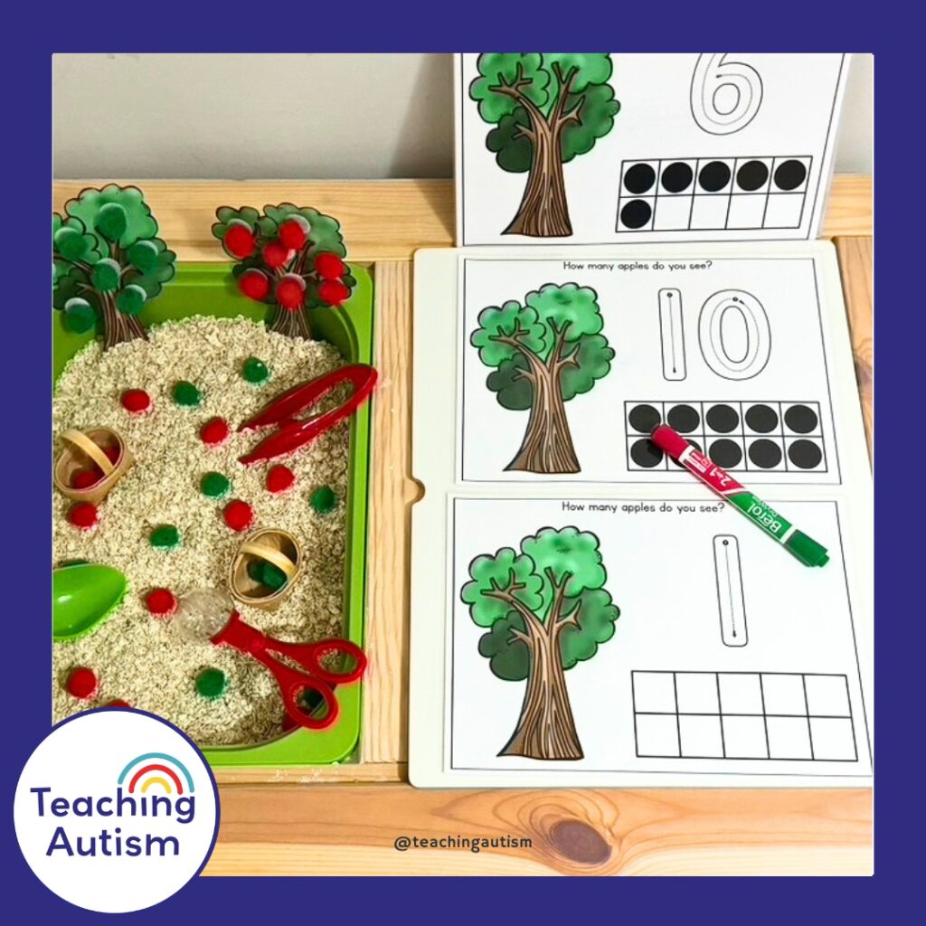 Apple Ten Frames Sensory Bin