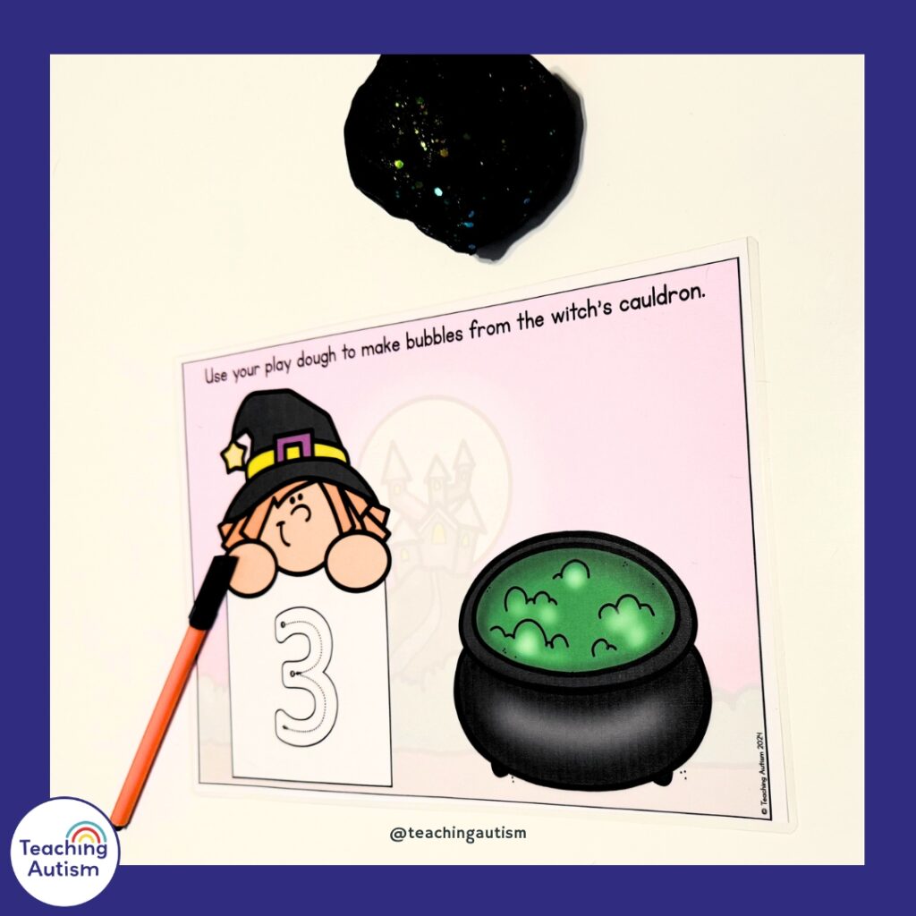 Free Witch Counting Play Dough Mats