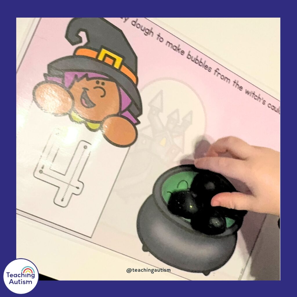 Free Witch Counting Play Dough Mats