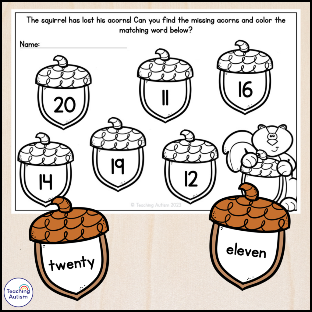 Free Acorn Math Activity for Kids