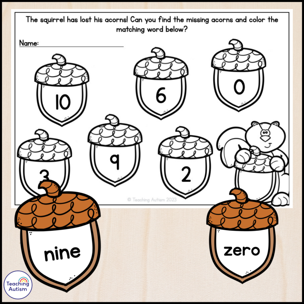 Free Acorn Math Activity for Kids