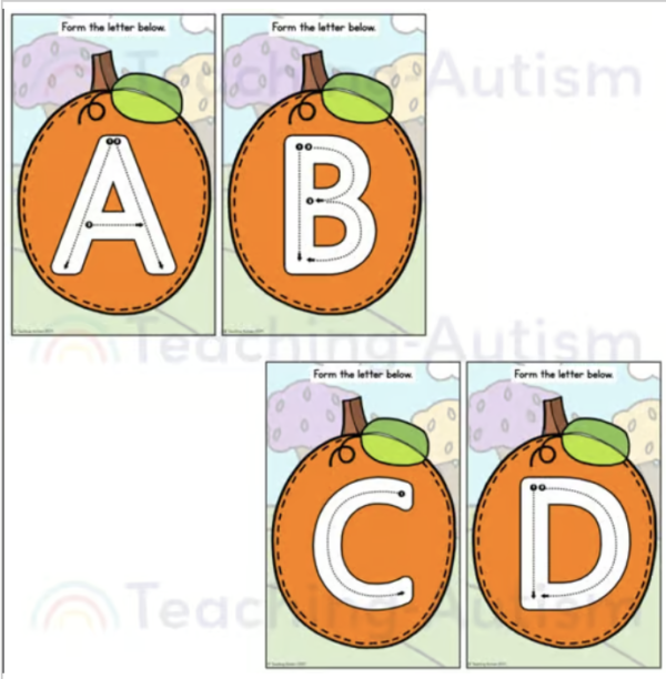 Pumpkin Alphabet Formation Task Cards