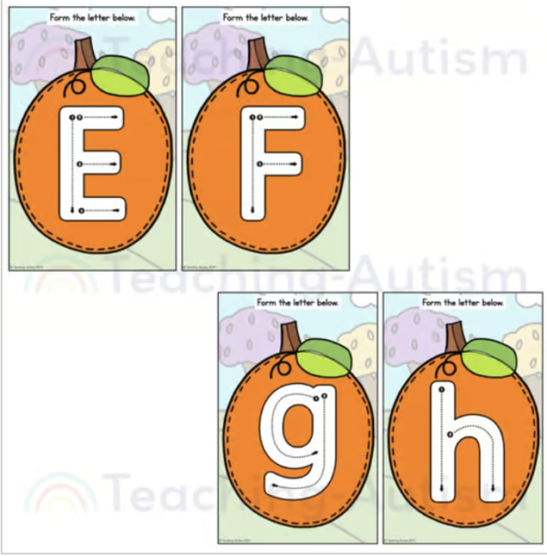 Pumpkin Alphabet Formation Task Cards