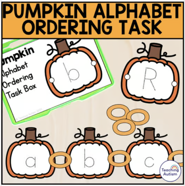 Pumpkin Alphabet Ordering Task Box