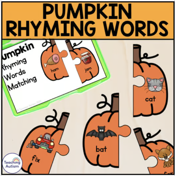 Pumpkin Rhyming Words Task Box