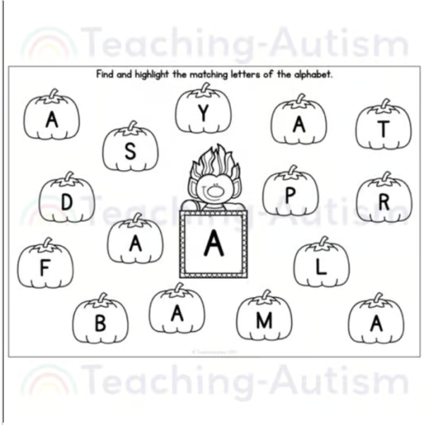 Halloween Alphabet Matching Worksheets