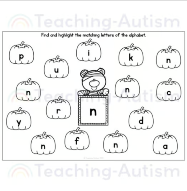 Halloween Alphabet Matching Worksheets