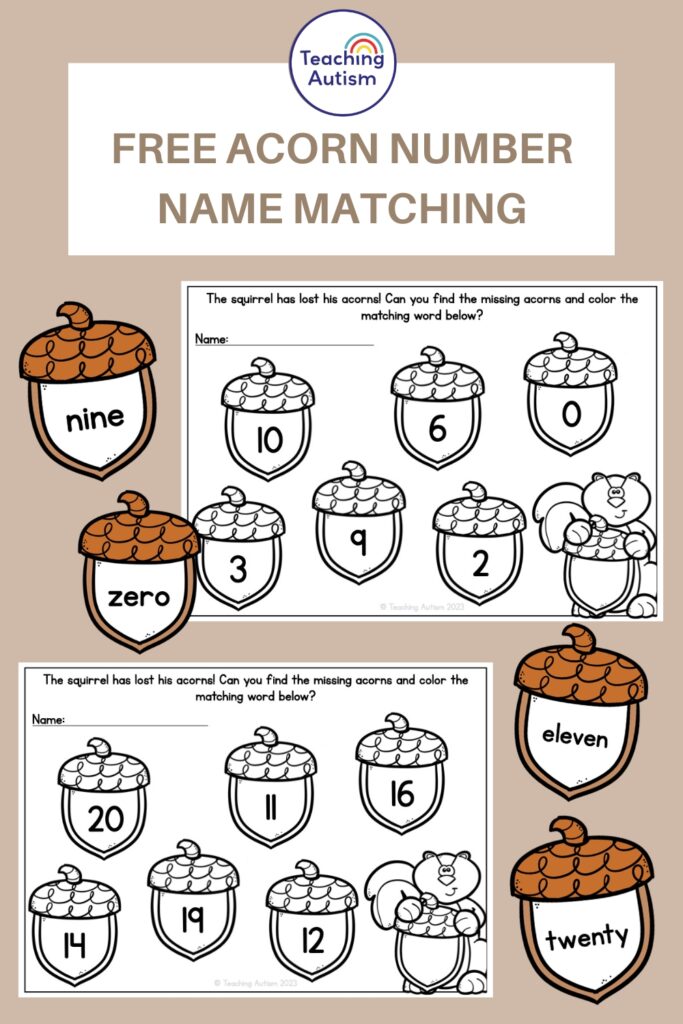 Free Acorn Math Activity for Kids