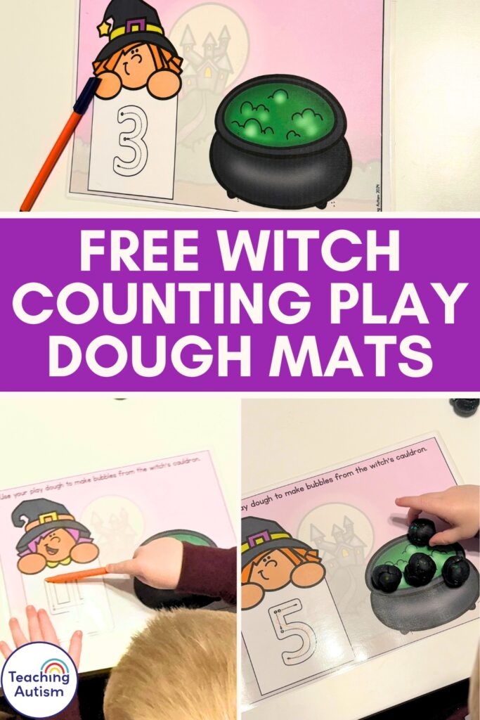 Free Witch Counting Play Dough Mats