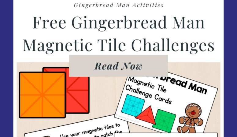 Free Gingerbread Man Magnetic Tiles Challenge Cards