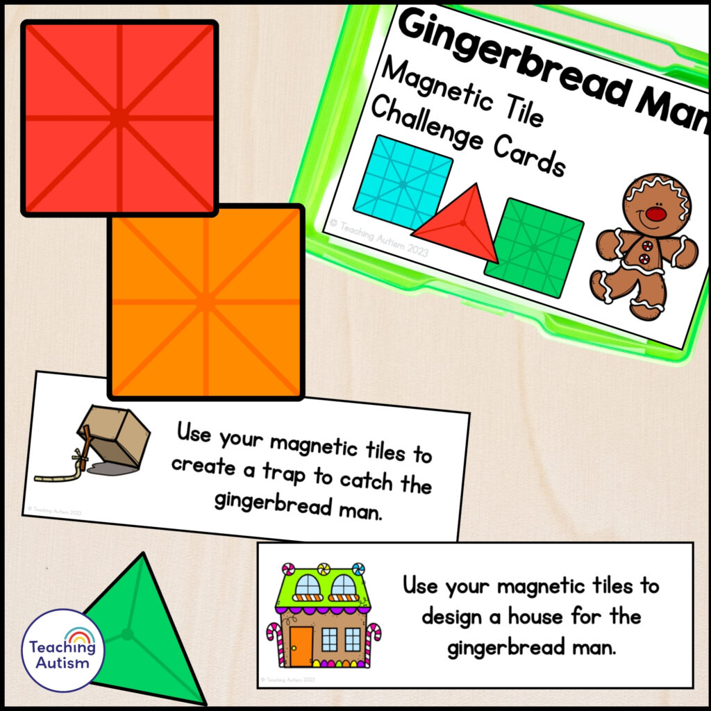 Free Gingerbread Man Magnetic Tiles Challenge Cards