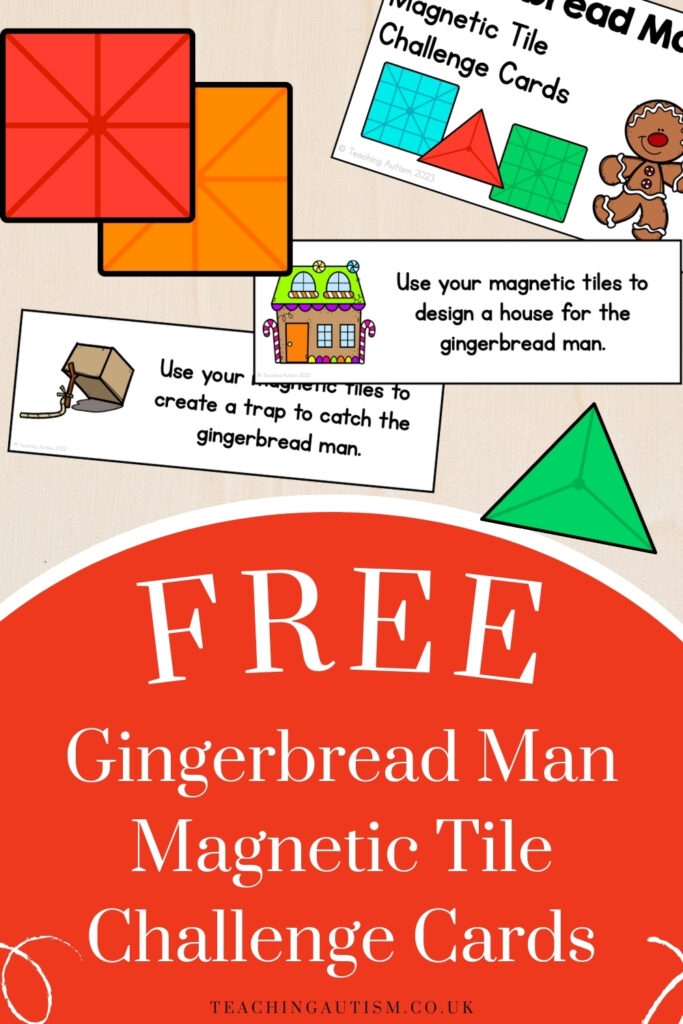 Free Gingerbread Man Magnetic Tiles Challenge Cards