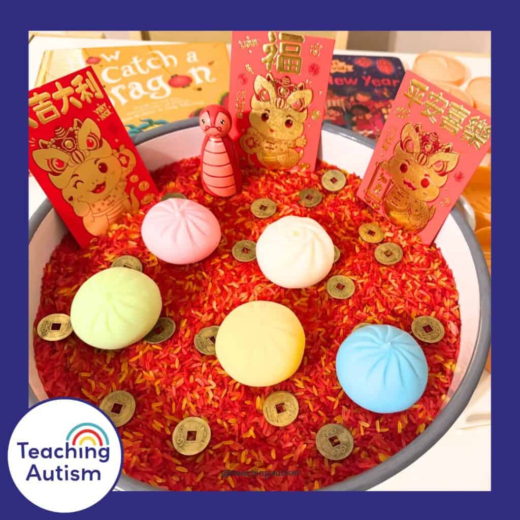 Lunar New Year Sensory Bin Set Up