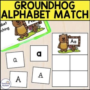 Groundhog Alphabet Matching Task Box | Literacy Centers for Groundhog Day