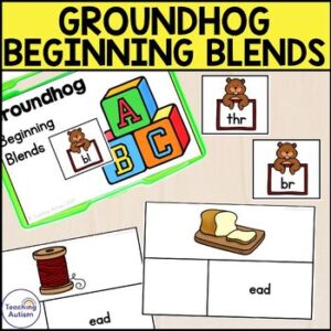 Groundhog Beginning Blends Task Box | Literacy Centers for Groundhog Day