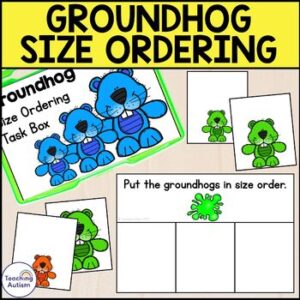 Groundhog Size Ordering Task Box | Math Task Boxes for Special Education