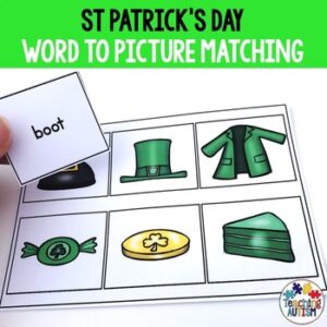 St Patrick's Day Literacy Centers Word to Picture Matching