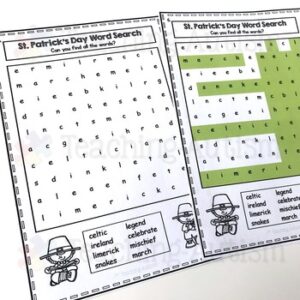 St Patrick's Day Literacy Centers, Word Search Activities
