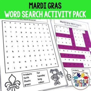 Mardi Gras Word Search Activities