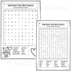 Valentine's Day Word Search Activities