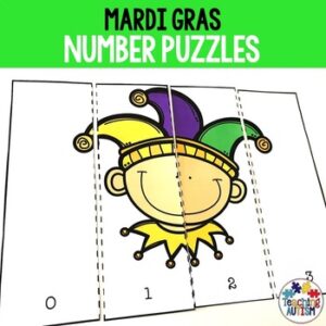 Mardi Gras Math Number Puzzles Counting to 10