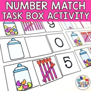 Math Task Boxes for Special Education | Valentine's Day Activities