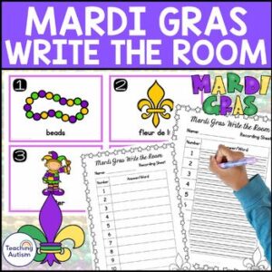 Mardi Gras Write the Room | Mardi Gras Literacy Activities