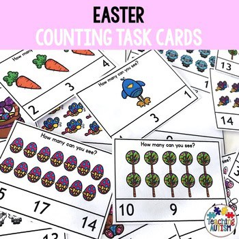 Easter Math, Counting Task Cards - Teaching Autism