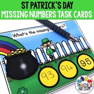 St Patrick's Day Activities, Missing Number Task Cards