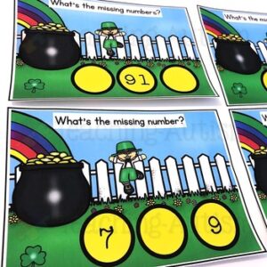 St Patrick's Day Activities, Missing Number Task Cards