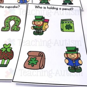 Wh Questions for Speech Therapy Task Cards, St Patrick's Day