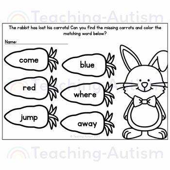 Pre Primer Sight Words | Easter Sight Word Worksheets - Image 4