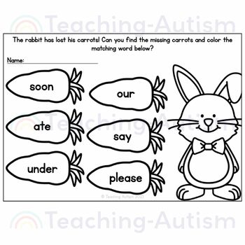 Primer Sight Words | Easter Sight Word Worksheets