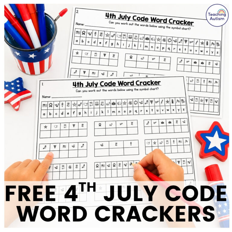 Free 4th of July Worksheets for Kids | Patriotic Code Word Cracker Activities