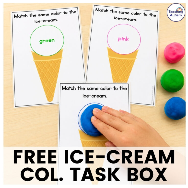 Free Ice Cream Color Matching Task Box | Ice Cream Math Activities for Preschool & Kindergarten
