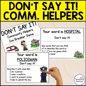 Don't Say It Community Helpers Ice Breaker Game | Community Helpers Vocabulary