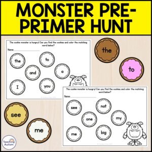 Pre Primer Sight Words | Cookie Monster Sight Word Worksheets