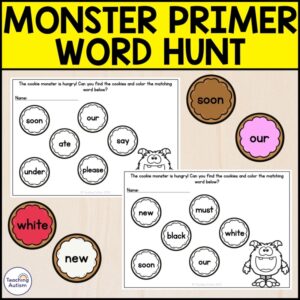 Primer Sight Words | Cookie Monster Sight Word Worksheets