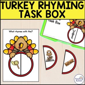 Turkey Rhyming Task Box | Rhyming Task Box for Special Education