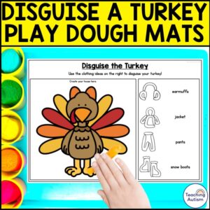 Disguise the Turkey Play Dough Mats | Thanksgiving Centers