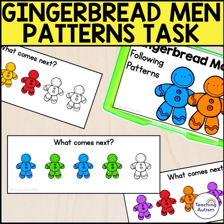 Gingerbread Man Pattern Task Box | Pattern Activities for Gingerbread Man Theme